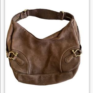 Burberry London Vintage Shackle Brown Leather Hobo Bag